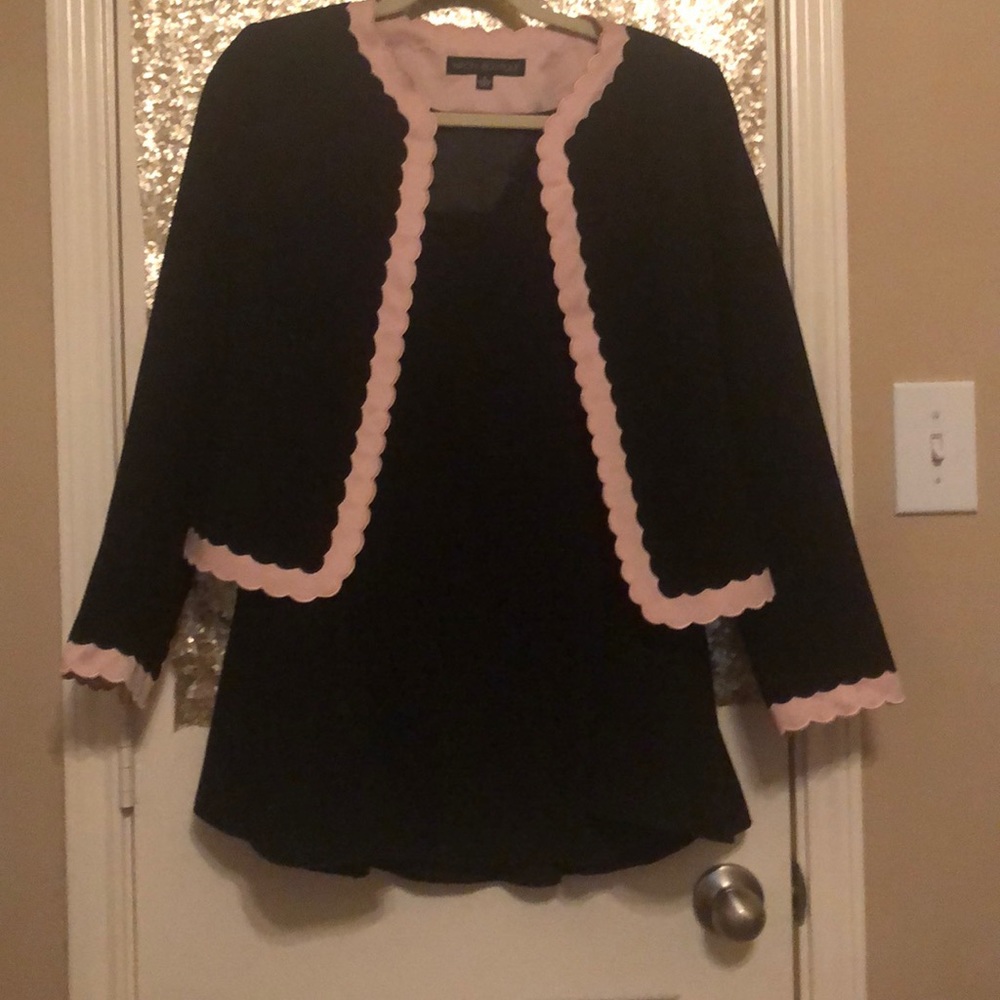 Pink and black suit